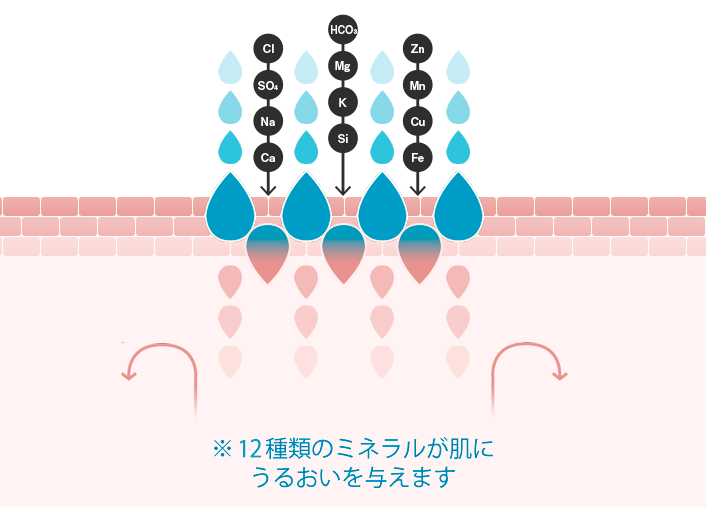 11種類のミネラルが肌にうるおいを与えます